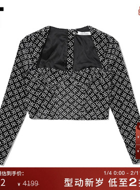 IT ROKH女装露脐丝绒上衣甜酷时髦满幅图案合身短内搭0CA187XJ