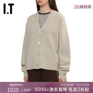 IT BAPY女装V领排扣针织开衫新款简约气质纯色针织薄外套CD4285AP