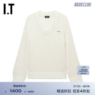 简约时尚 新款 We11Done女装 纯色粗织毛衣618WIV 宽松圆领针织衫