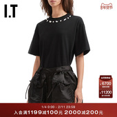 SEA女装 饰半袖 宽松圆领短袖 时尚 立体扣饰装 T恤新款 个性 26100XQ