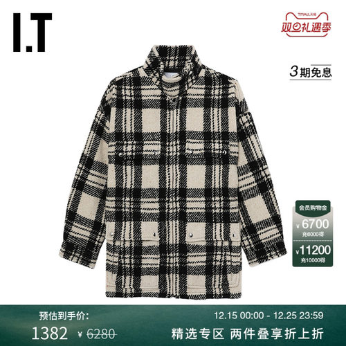ITIRO立领格纹毛呢夹克