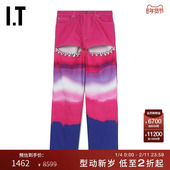 设计感水钻缀饰晕染挖剪长裤 46215 牛仔阔腿裤 新品 Area Nyc女装