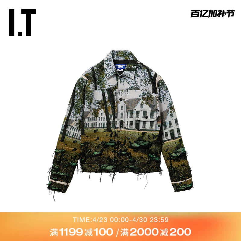 IT JUNYA WATANABE男装夹克新款潮流型男满幅街景图案装饰外套