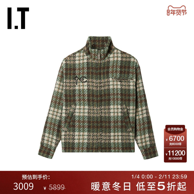 IT THUG CLUB男装千鸟格纹夹克新款复古潮男立领拉链外套JK3002MP,男装,棒球夹克,淘宝优惠券,粉丝福利购,淘宝优惠卷