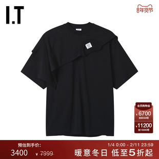 IT VETEMENTS女装圆领短袖T恤新款个性解构感叠层拼接半袖400BXP