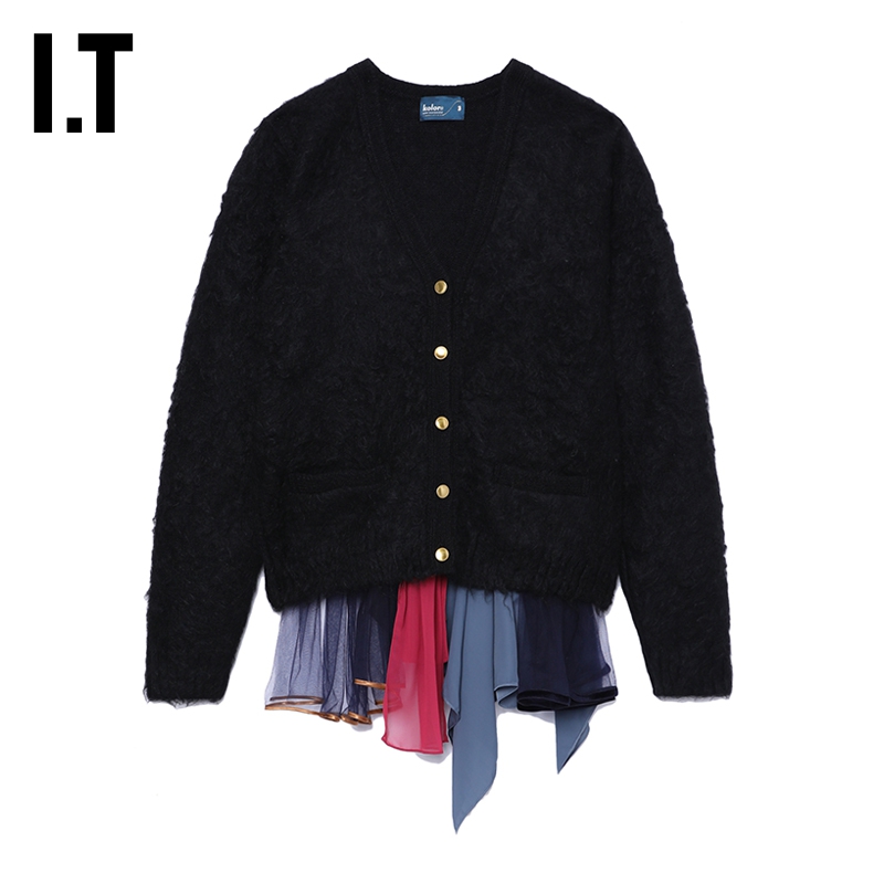 ITkolor毛绒针织开衫个性新潮