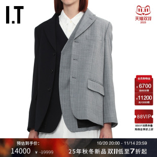 des COMME GARCONS女装 后开叉假两件叠层拼色西装 夹克新款 CDG