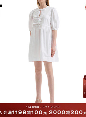 IT GANNI女装泡泡袖连衣裙新款时尚甜美系结娃娃裙短裙F91770XQ