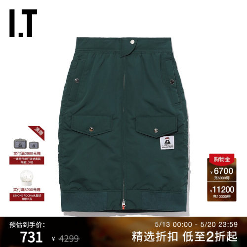 半身及膝裙工装休闲拉链