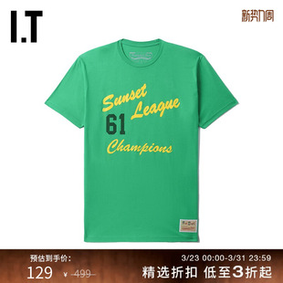 NESS男装 短袖 T恤新品 21152I 简约文字印花宽松半袖 MITCHELL