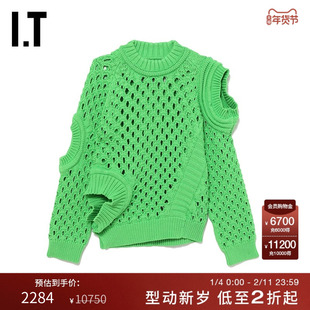 IT Stella McCartney女装圆领针织衫前卫解构拼接镂空毛衣6K0011X