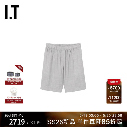 IT松紧腰休闲短裤复古文艺风