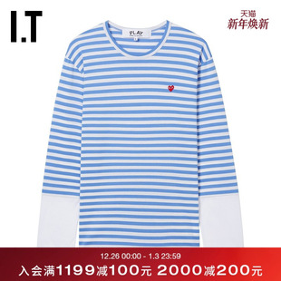 COMME PLAY des GARCONS川久保玲情侣款 T恤 条纹拼接长袖 CDG