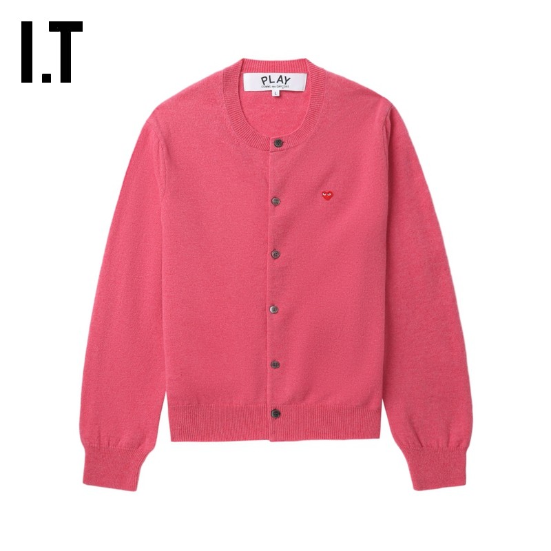 IT CDG PLAY COMME des GARCONS川久保玲情侣款圆领羊毛针织开衫