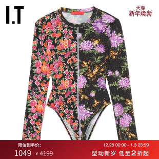 连体衣时髦热辣挖剪露背满印连身衣340455X 修身 Commission女装