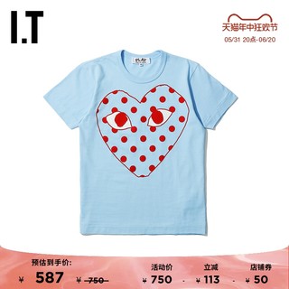 IT CDG PLAY COMME des GARCONS女装圆领短袖T恤潮牌爱心印花75XE