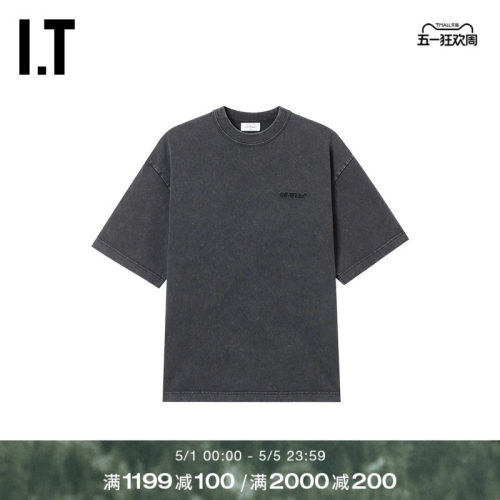 OFF-WHITE™磨白做旧短袖T恤