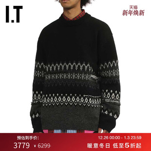 新款 羊毛针织衫 WATANABE男装 复古文艺拼色图案宽松毛衣 JUNYA