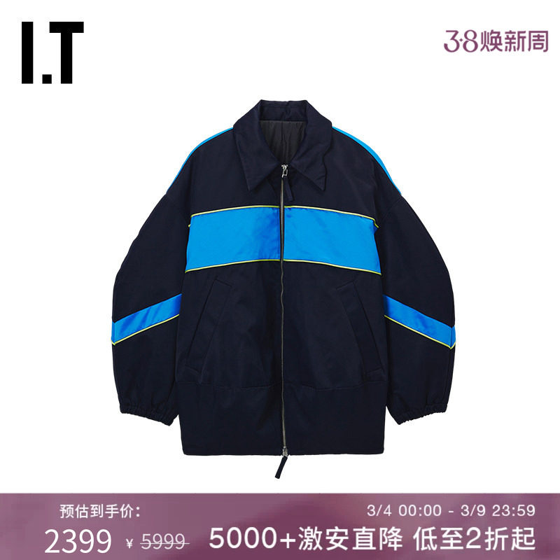 IT 日本ENF&Ouml;LD女装廓形拉链夹克新款宽松拼色运动风外套230191XP