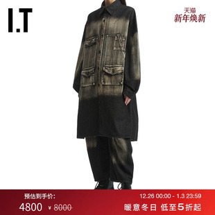 牛仔夹克新款 中长款 s女装 街潮酷感做旧磨白廓形外套B94005XP