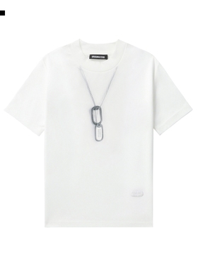 IT GROUNDZERO女装修身短袖T恤新款个性休闲项链印花上衣026000