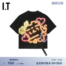 IT doublet男装短款短袖T恤新款个性日潮文字印花露脐上衣S366MO