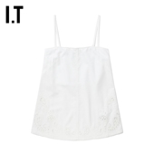 rag 纯色吊带上衣新款 bone女装 中长款 腰果花刺绣镂空吊带衫