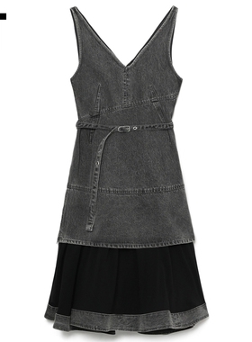 IT 3.1 Phillip Lim女装牛仔吊带连衣裙新款时尚酷感叠层拼接设计