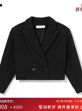 IT IRO女装短款毛呢夹克新品时髦大气纯色翻领呢子外套RONNIEXL