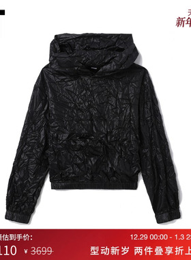 IT We11Done女装短款连帽卫衣新品潮酷个性褶皱感连帽衫088WBKXK