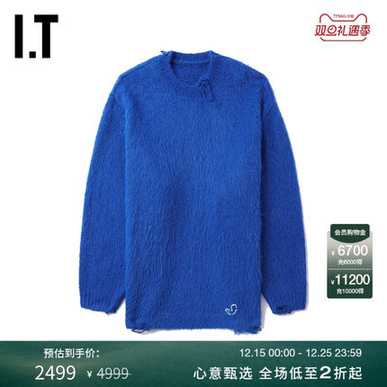 IT ADER error女装圆领毛绒针织衫新款时尚亮眼宽松薄毛衣304BLXL