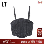 AMIRI女装 牛仔吊带上衣新款 时尚 辣妹合身露脐吊带衫 WDF007XM