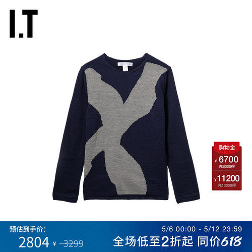 IT CDG COMME des GARCONS SHIRT男装圆领针织衫新款拼色薄毛衣