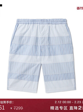 IT CDG COMME des GARCONS SHIRT男装条纹拼接短裤五分裤时尚清爽