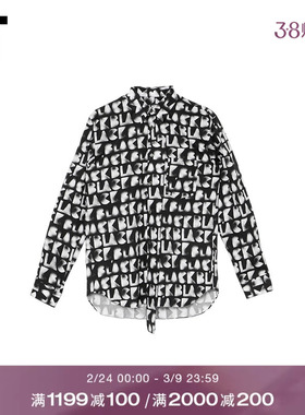 IT CDG COMME des GARCONS HOMME BLACK情侣款满幅字母装饰衬衫