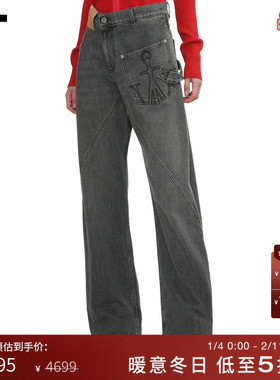 IT JW Anderson女装直筒牛仔裤新款酷感有型不规则裤腰长裤102PXP