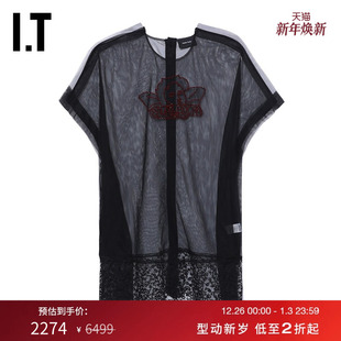 薄纱连衣裙新款 短袖 Rocha女装 性感时髦透视短裙7245B9 Simone