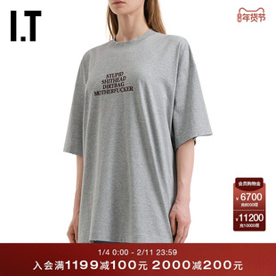 IT VETEMENTS女装中长款落肩T恤新款简约休闲风廓形半袖TR219GXQ
