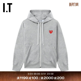 CDG GARCONS川久保玲情侣款 PLAY des 连帽拉链卫衣外搭 COMME