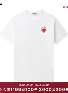 IT CDG PLAY COMME des GARCONS川久保玲情侣爱心logo装饰短袖T恤