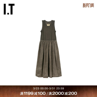 连衣裙新款 无袖 WANG女装 复古文艺风磨白做旧长裙背心裙 UMA