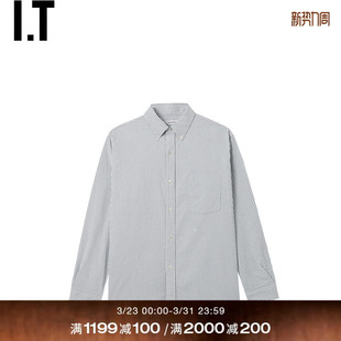 IT nanamica男装条纹长袖衬衫新款质感通勤直排扣衬衣SG080EMQ