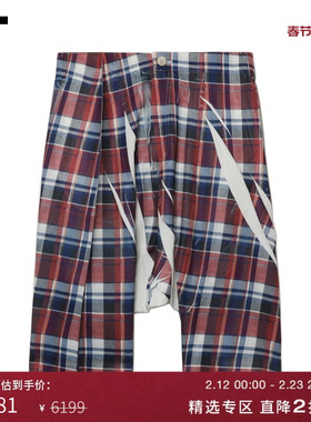 IT CDG COMME des GARCONS SHIRT男装落裆格纹七分裤时尚设计感