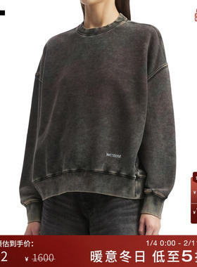 IT We11Done女装做旧磨白圆领卫衣新款潮酷街头套头上衣715WCHXP