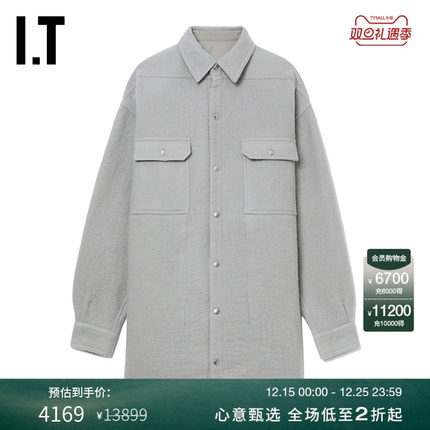 IT Rick Owens女装毛呢长袖衬衫新品时尚质感中长款厚上衣0721FN