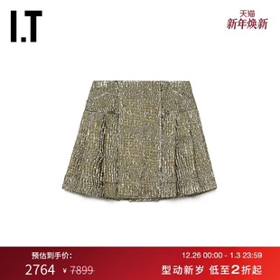 褶裥半身裙新品 Rocha女装 时髦褶皱肌理感短裙310430XL Simone