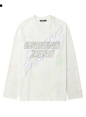 IT GROUNDZERO女装廓形长袖T恤新款甜酷个性宽松圆领上衣000170