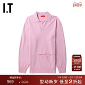 COMMISSION女装 翻领针织衫 新品 复古别致挖剪羊毛衫 毛衣420510