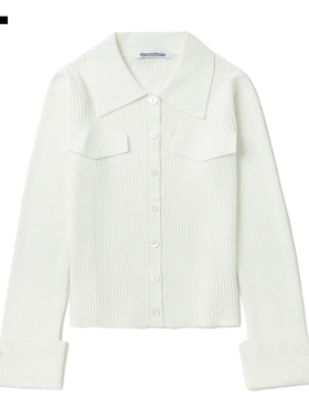 IT GROUNDZERO女装修身罗纹针织衫新款简约时尚翻领排扣薄毛衣