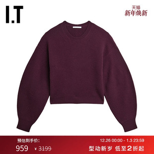 羊毛衫 LANG女装 新品 时尚 纯色圆领毛衣9HW705 简约灯笼袖 HELMUT